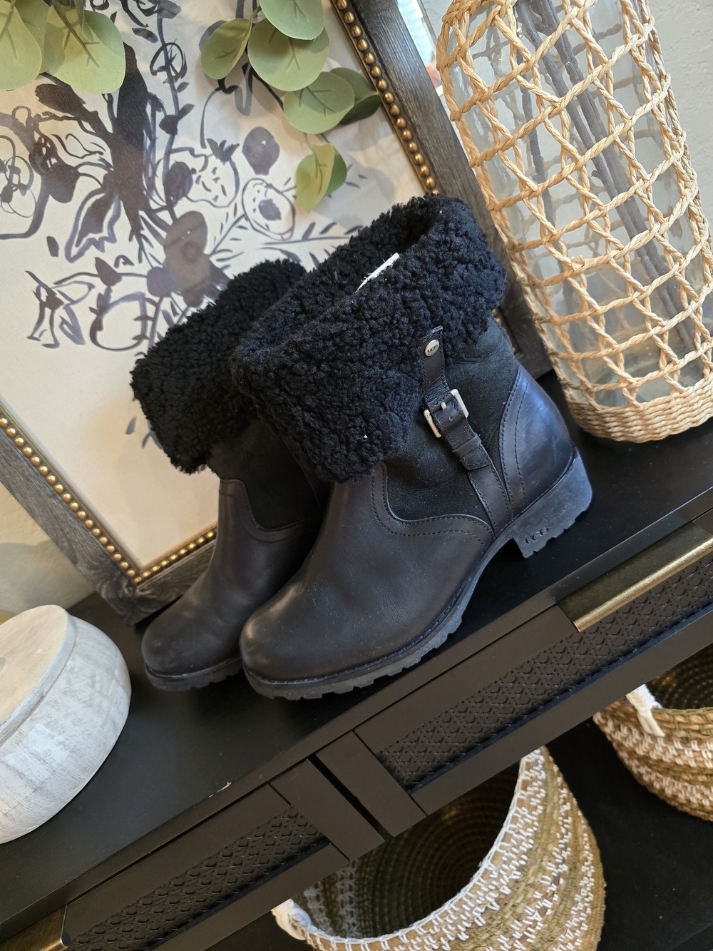 UGG Black Faux Shearling Lined Boot
